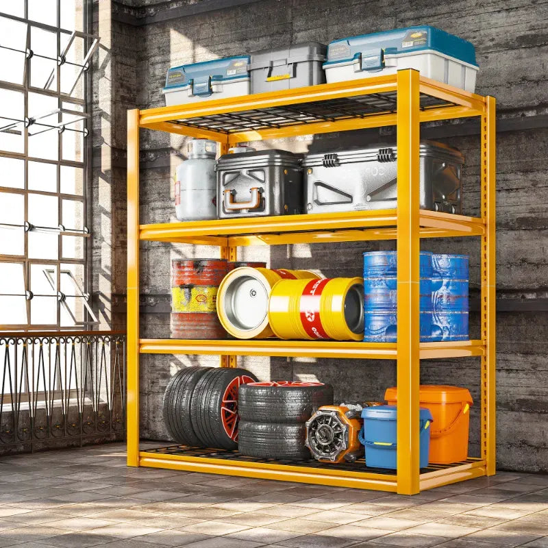 59.9H 4 Tiers Industrial Shelves Adjustable Shelving for Garage Warehouse Basement Loads 2200LBS