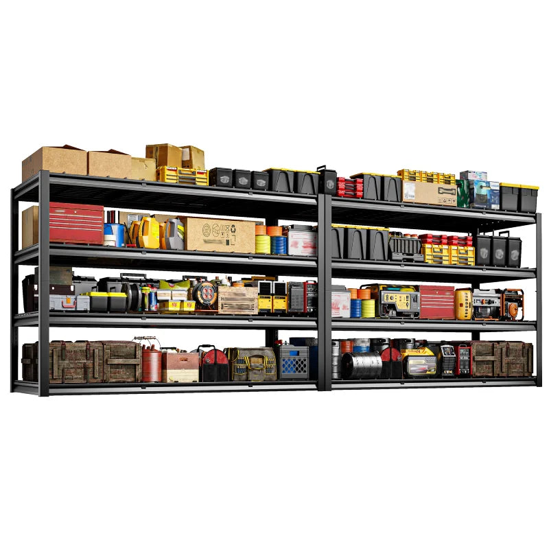 60" W Industrial Metal Shelving 4-Tier Garage Steel Shelving for Warehouse, Basement, Pantry