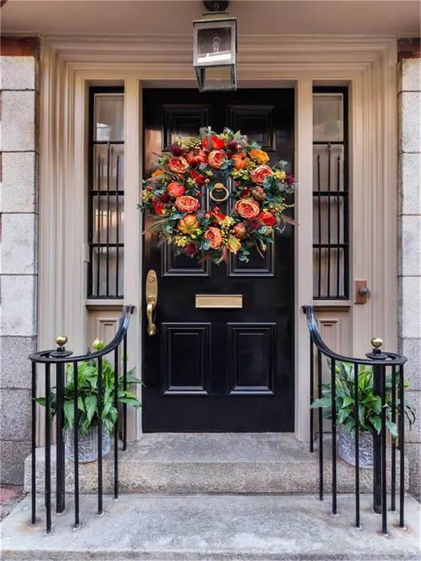 💖Last Day 70% Off💖 Fall Peony and Pumpkin Wreath - Year-Round