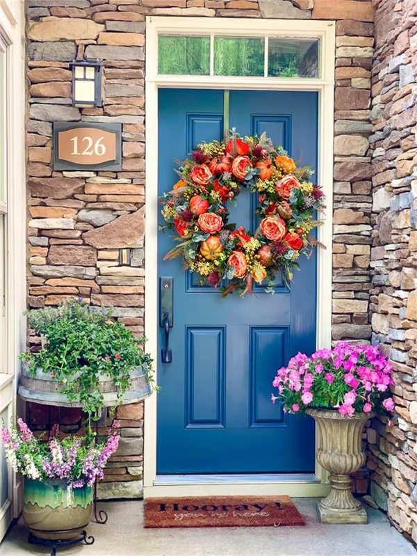 💖Last Day 70% Off💖 Fall Peony and Pumpkin Wreath - Year-Round