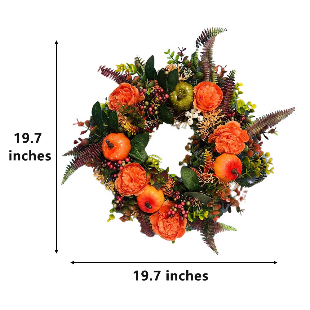💖Last Day 70% Off💖 Fall Peony and Pumpkin Wreath - Year-Round