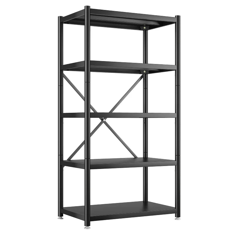 5-Tier BookShelf Steel Wire Shelving with Wheels 31.5"W Living Room Rack WaterProof Bathroom Storage Shelf