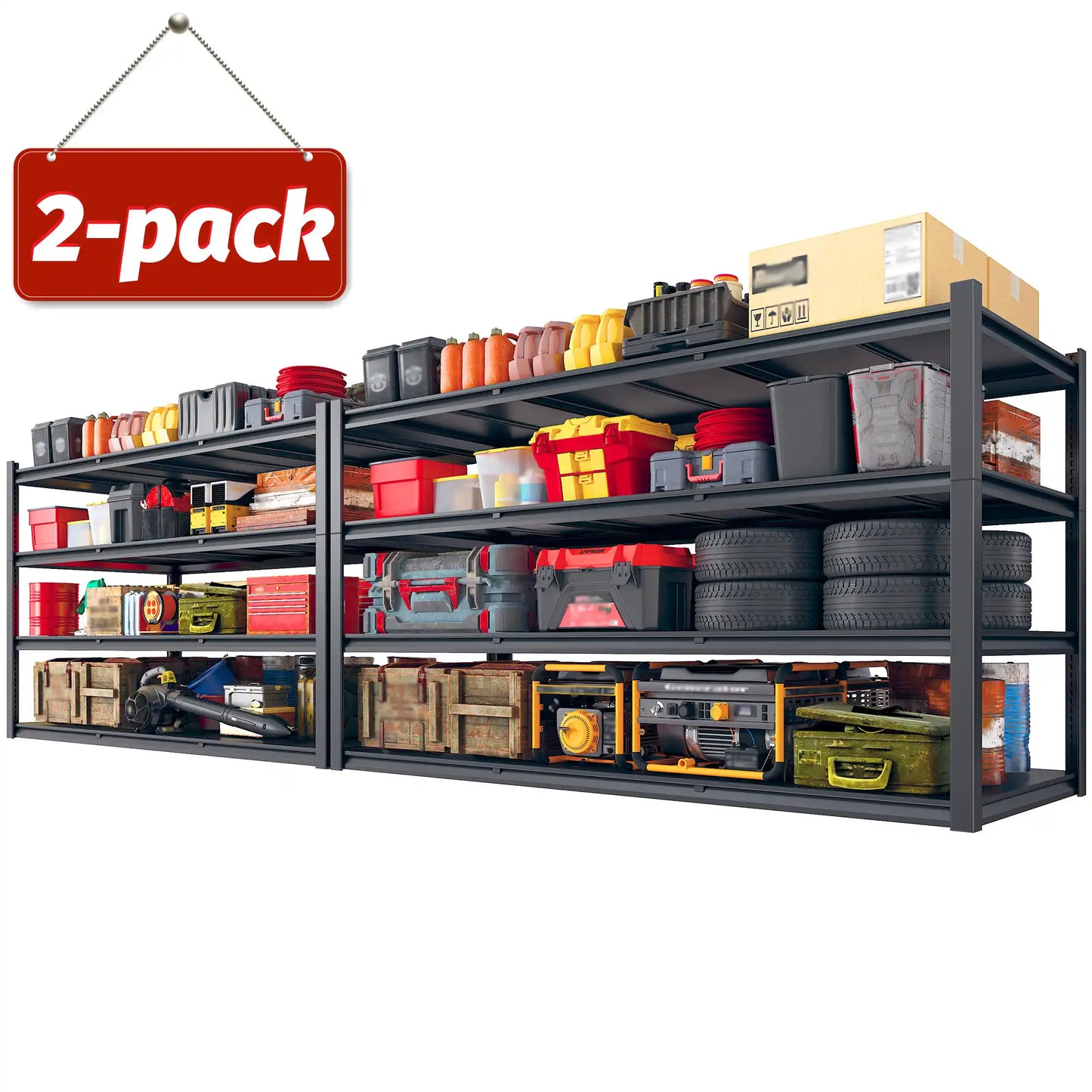60" W Industrial Metal Shelving 4-Tier Garage Steel Shelving for Warehouse, Basement, Pantry