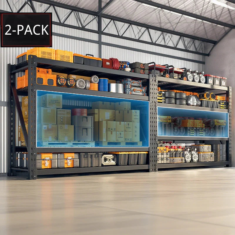 60"W 11000LBS Ultra Heavy-Duty Garage Shelving 72" H Industrial Shelving Adjustable 4-Tier Metal Garage Shelving Unit for Warehouse, Commercial, Shop, Basement
