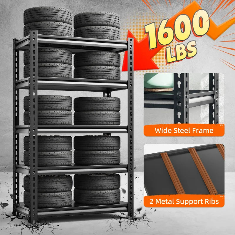 28"W Shelving and Racking 1600 Lbs Adjustable Storage Shelving for Pantry,Garage and Storage Room.