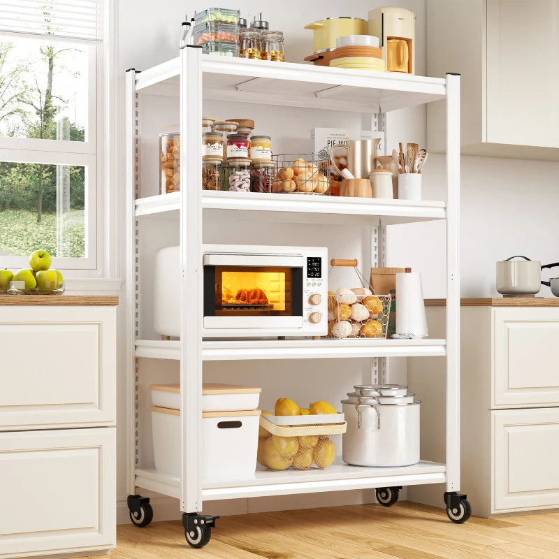 59.8"H 4-Tier Rolling Metal Shelving Rack 530LBS Adjustable Shelving Units for Pantry, Kitchen, Basement