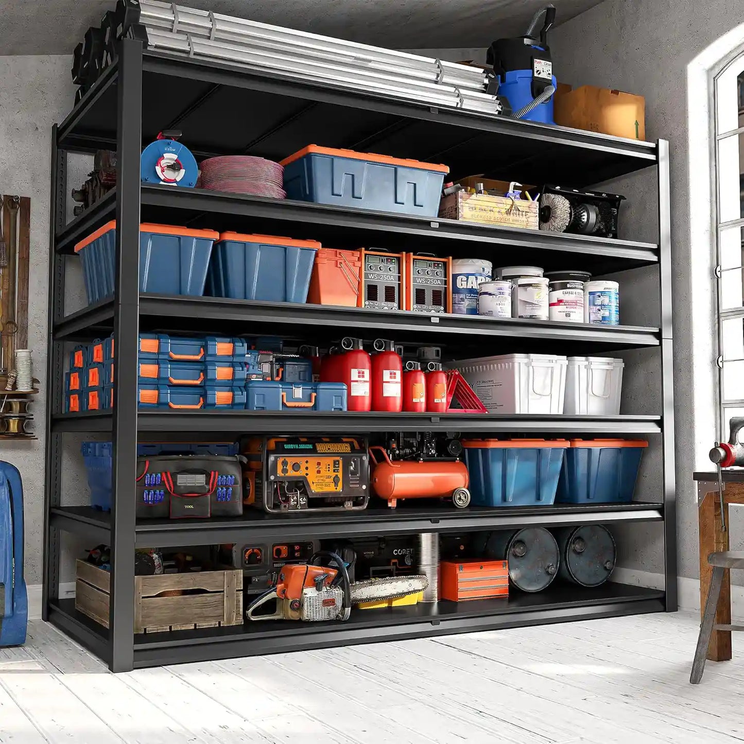84"H 3600LBS Heavy Duty Industrial Garage Shelving,6-Tier Adjustable Easy Installation Storage Shelving Units For Basement&Warehouse