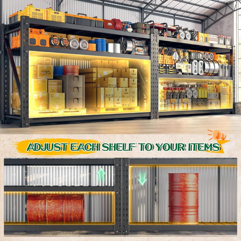 77" W x 66"H Ultra Wide Garage Shelving 6600LBS Heavy Duty Storage Shelves 3 Tier Metal Shelving Unit Adjustable Utility Shelves for Basement, Garage, Warehouse