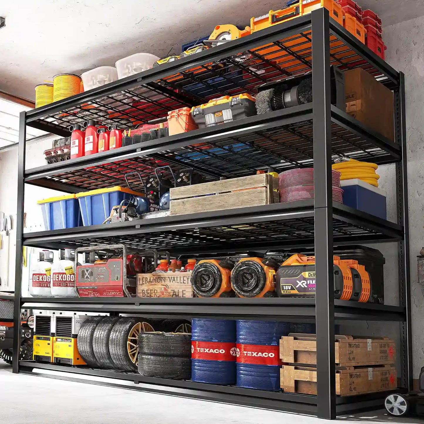 2 Packs 3000LBS Garage Shelving 5 Tier Rust-Proof Adjustable Industrial Shelving Metal Storage Shelves Easy Assembly 10 Minutes