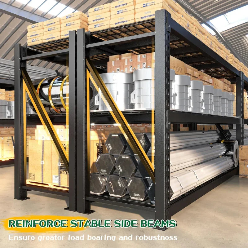 77" W x 66"H Ultra Wide Garage Shelving 6600LBS Heavy Duty Storage Shelves 3 Tier Metal Shelving Unit Adjustable Utility Shelves for Basement, Garage, Warehouse