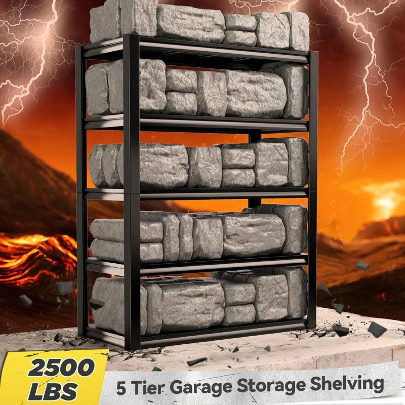 72"H Heavy Duty Garage Shelving 2500LBS Adjustable Basement Shelving for Warehouse Commercial Garage