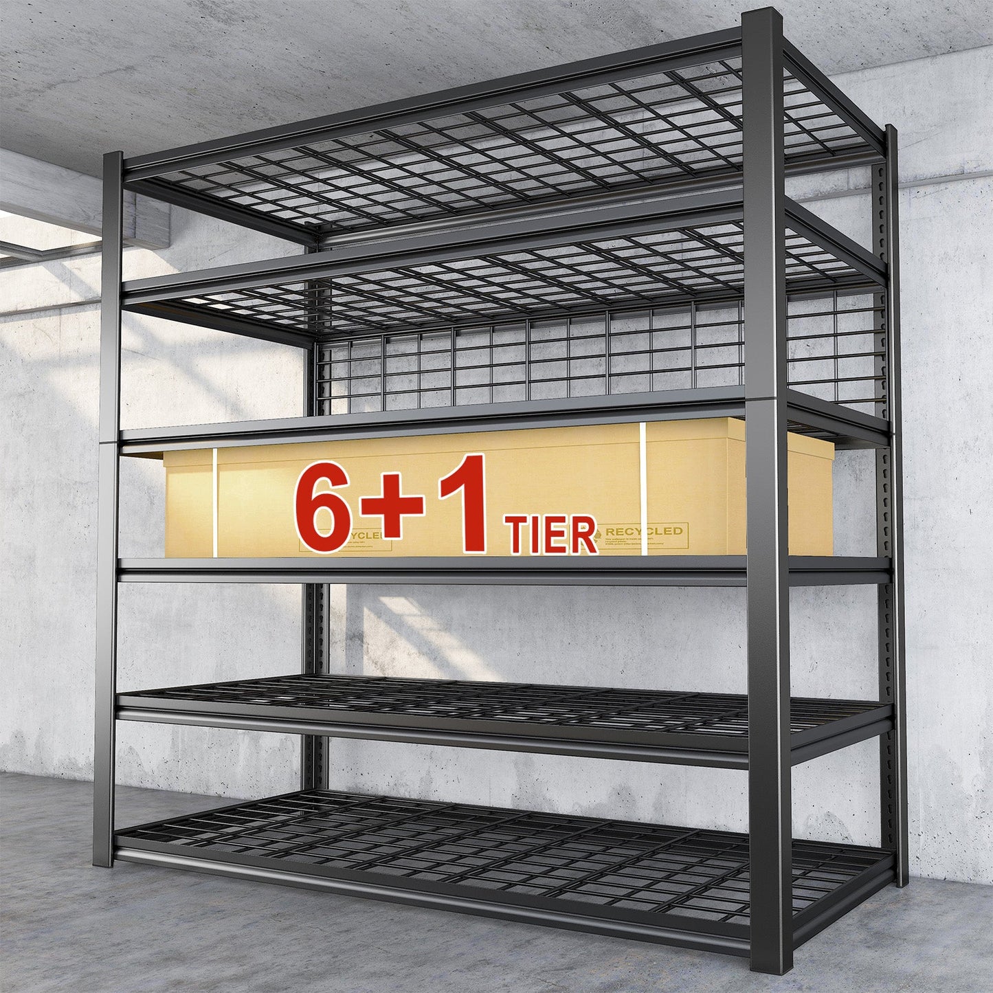 7 Tiers Industrial Shelving 3500LBS Heavy Duty Garage Shelving 48"W Adjustable Storage Racks for Basement Warehouse Garage