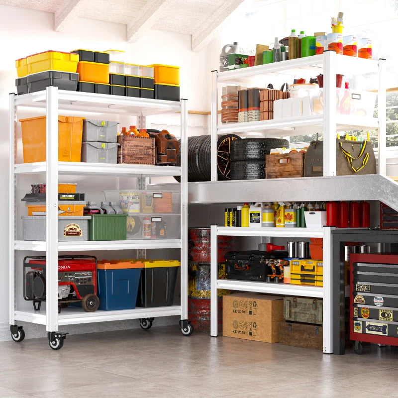 59.8"H 4-Tier Rolling Metal Shelving Rack 530LBS Adjustable Shelving Units for Pantry, Kitchen, Basement