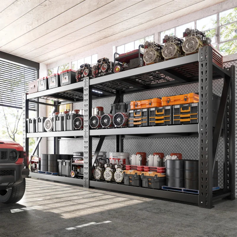 3-Tier 93" W Industrial Shelving Rack, 7010LBS Capacity Garage Storage Rack with 2337LB/Shelf , Metal Shelving Unit for Warehouse, Basement, Commercial