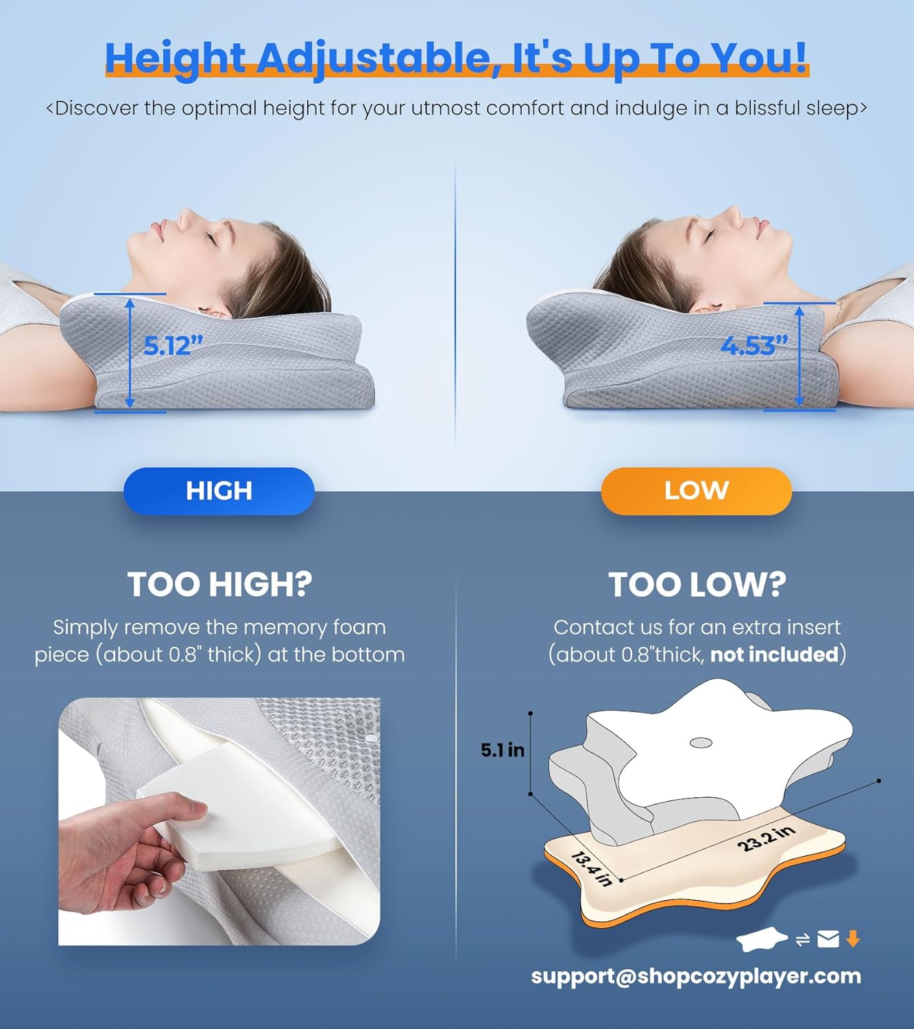 Adjustable Cooling Neck Pillow – Ergonomic Memory Foam for Pain-Free Sleep