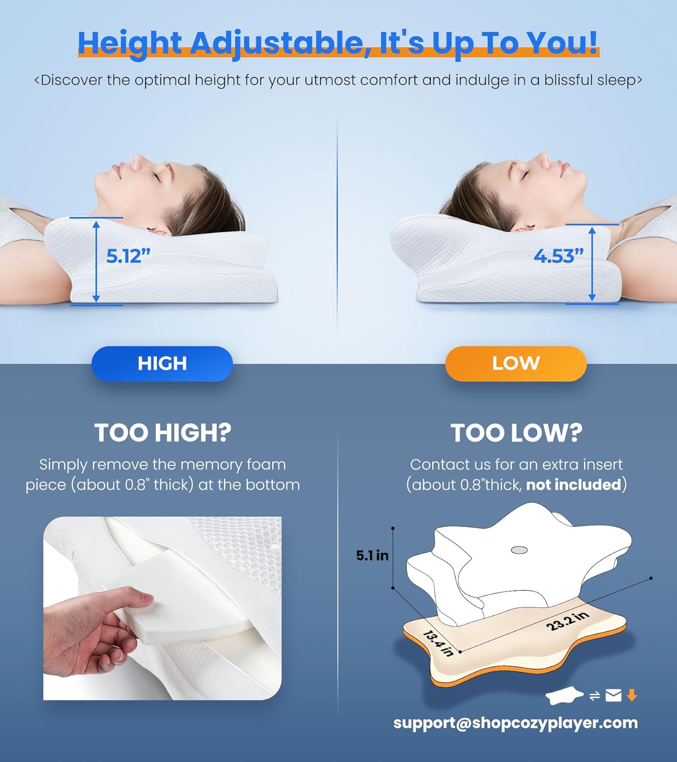 Adjustable Cooling Neck Pillow – Ergonomic Memory Foam for Pain-Free Sleep