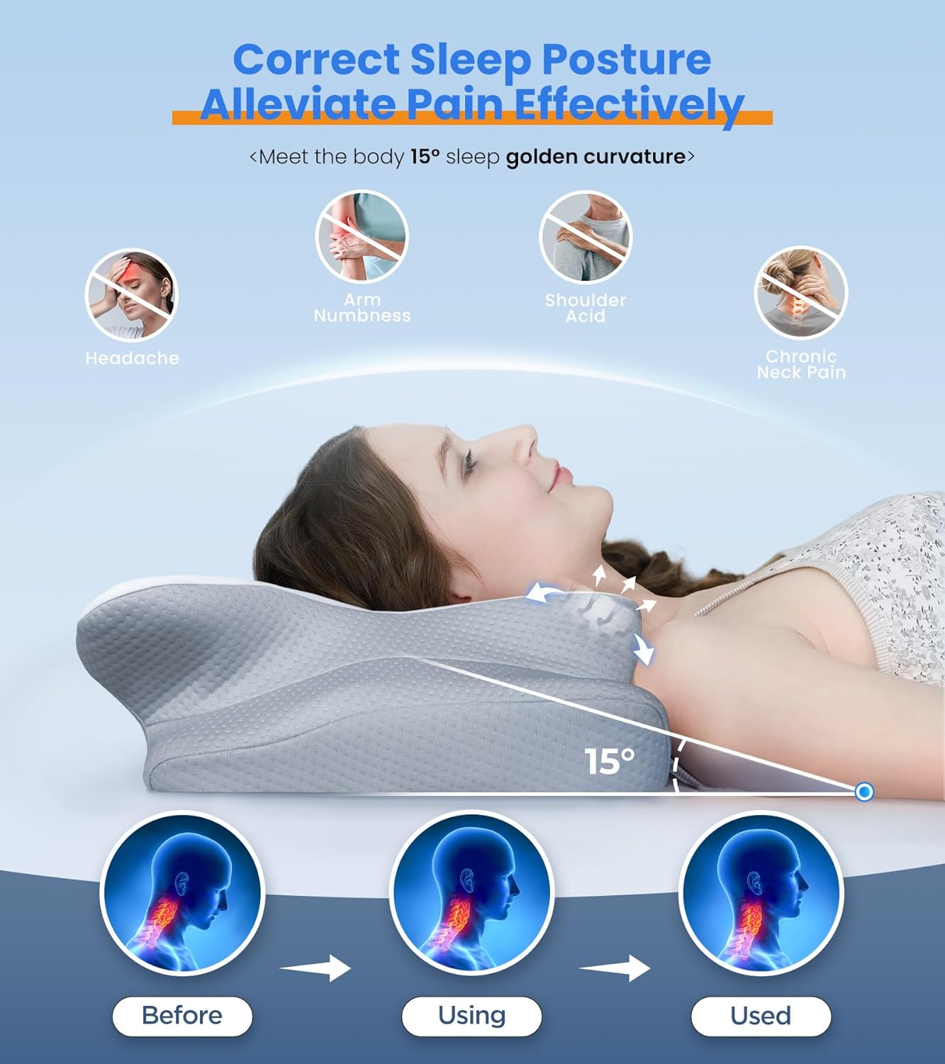 Adjustable Cooling Neck Pillow – Ergonomic Memory Foam for Pain-Free Sleep