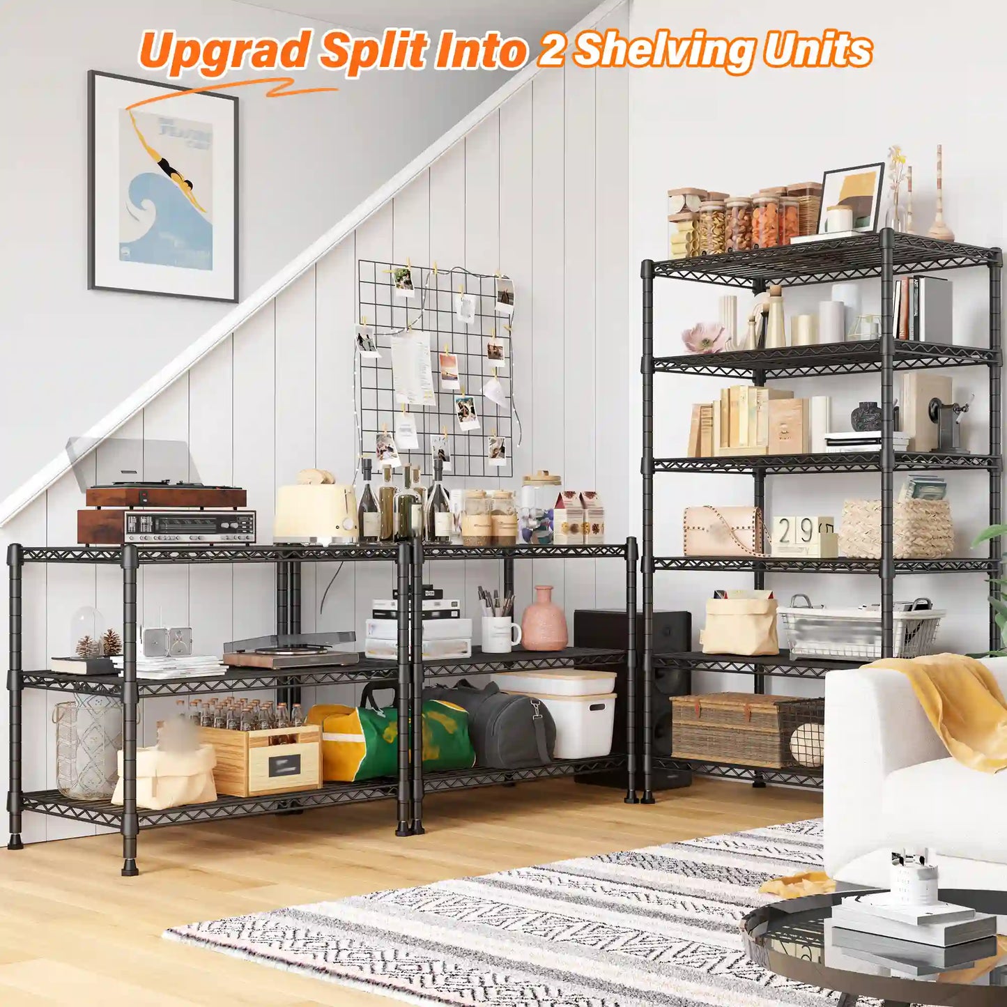71"H Wire Shelving Units,6 Tier Storage Shelves,Adjustable Detachable Storage Shelving Unit for Kitchen Laundry Pantry Garage Commercial