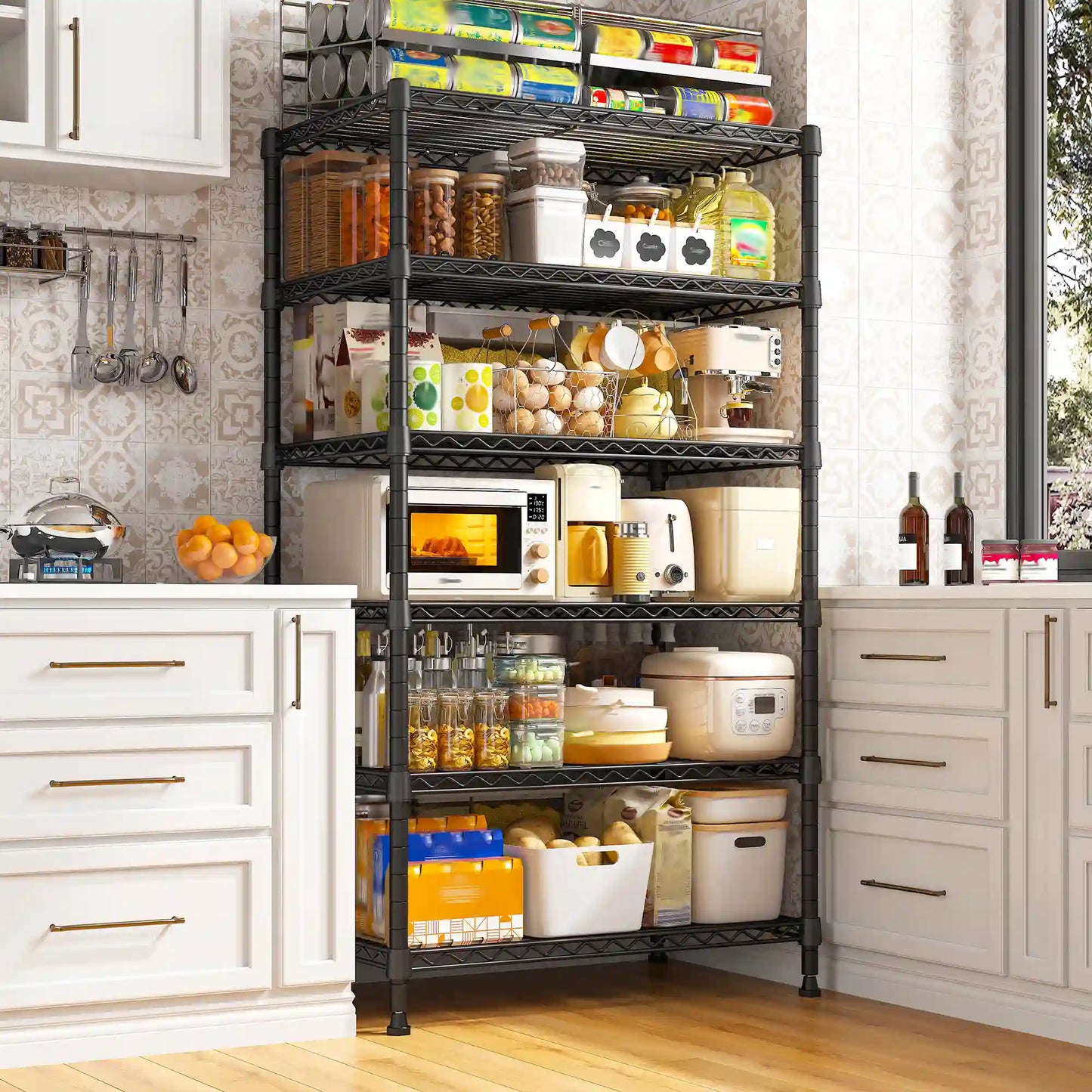 71"H Wire Shelving Units,6 Tier Storage Shelves,Adjustable Detachable Storage Shelving Unit for Kitchen Laundry Pantry Garage Commercial