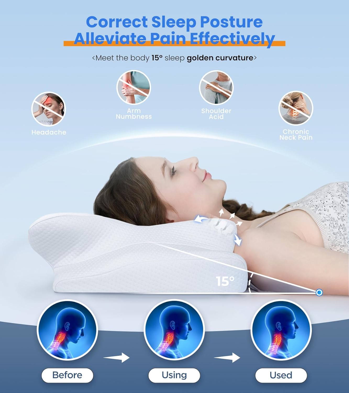 Adjustable Cooling Neck Pillow – Ergonomic Memory Foam for Pain-Free Sleep