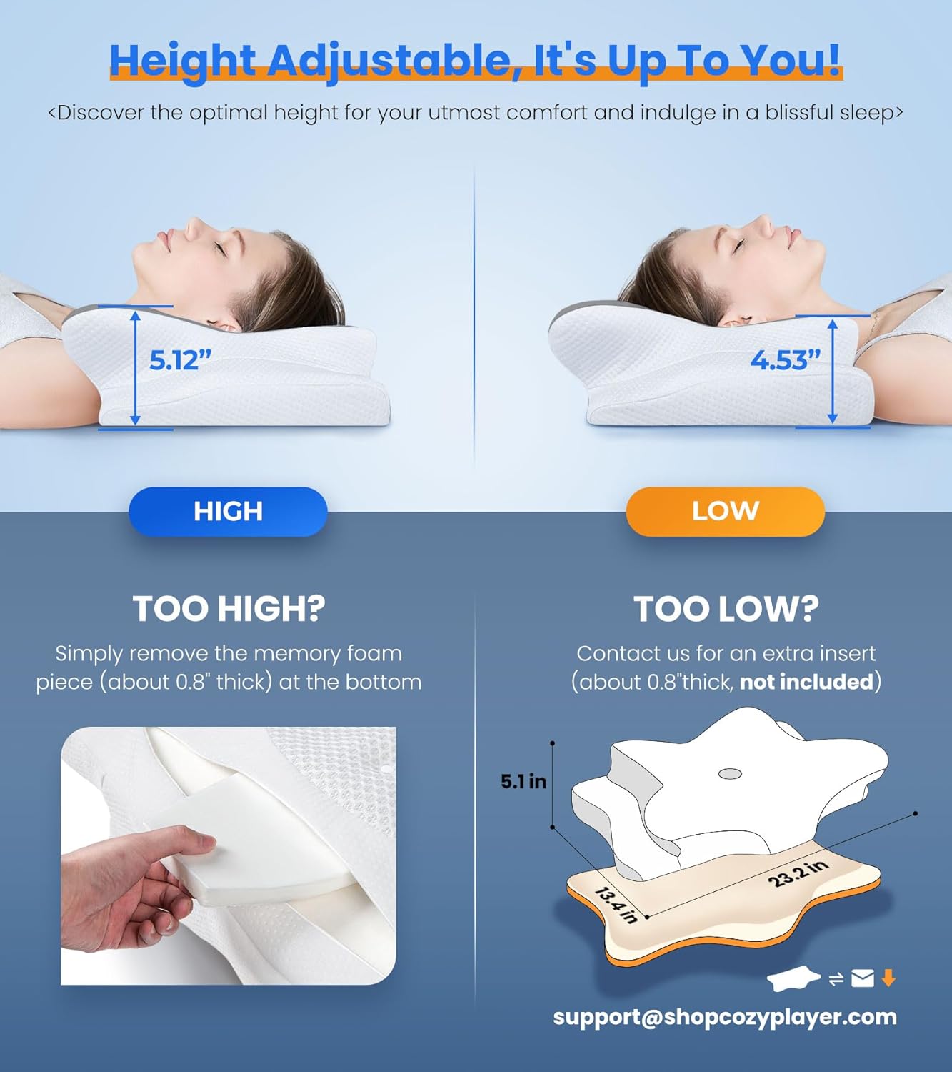 Adjustable Cooling Neck Pillow – Ergonomic Memory Foam for Pain-Free Sleep