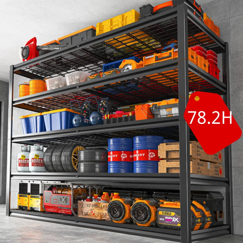 2 Packs 3000LBS Garage Shelving 5 Tier Rust-Proof Adjustable Industrial Shelving Metal Storage Shelves Easy Assembly 10 Minutes