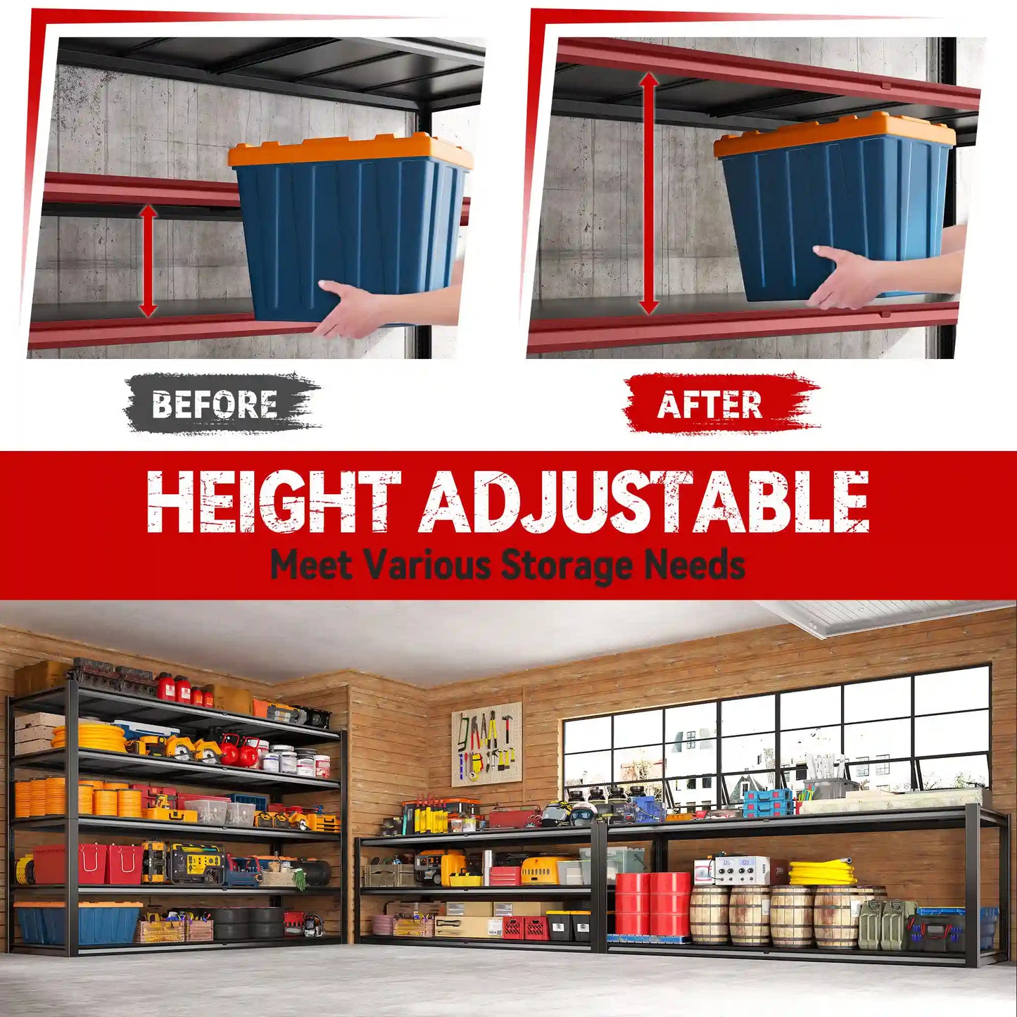 78"H Storage Shelves 3100LBS Garage Shelving Heavy Duty Adjustable Metal Shelves Unit for Storage Rack
