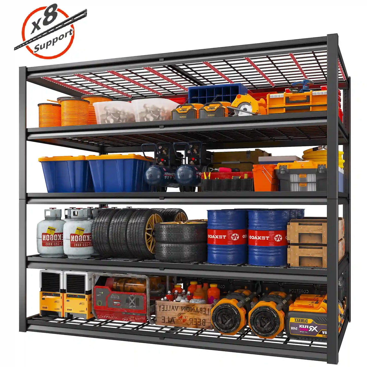 2 Packs 3000LBS Garage Shelving 5 Tier Rust-Proof Adjustable Industrial Shelving Metal Storage Shelves Easy Assembly 10 Minutes