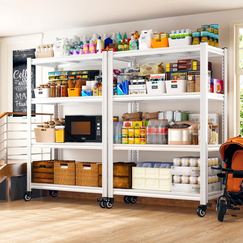 59.8"H 4-Tier Rolling Metal Shelving Rack 530LBS Adjustable Shelving Units for Pantry, Kitchen, Basement