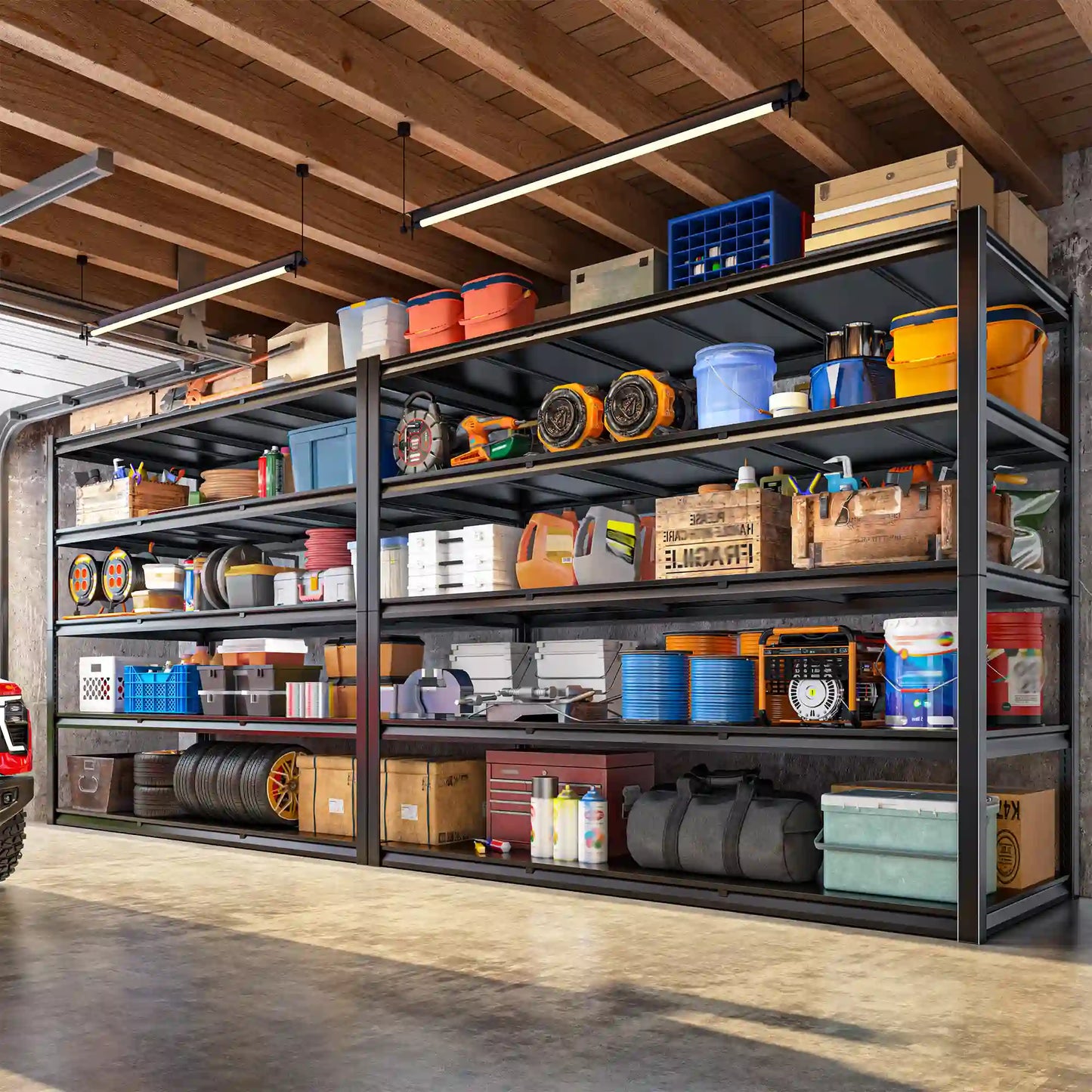 60"W x 72"H 5-Tier Industrial Garage Shelving,3000LBS Heavy Duty Storage Shelves,Adjustable Metal Shelving for Basement Warehouse