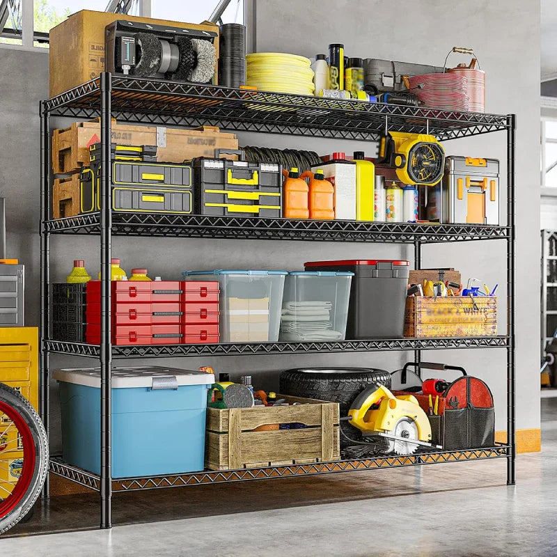 55.5W Wire Shelves, 2560lbs Heavy Duty Metal Shelving Units, Adjustable Storage Rack for Garage Kitchen pantry