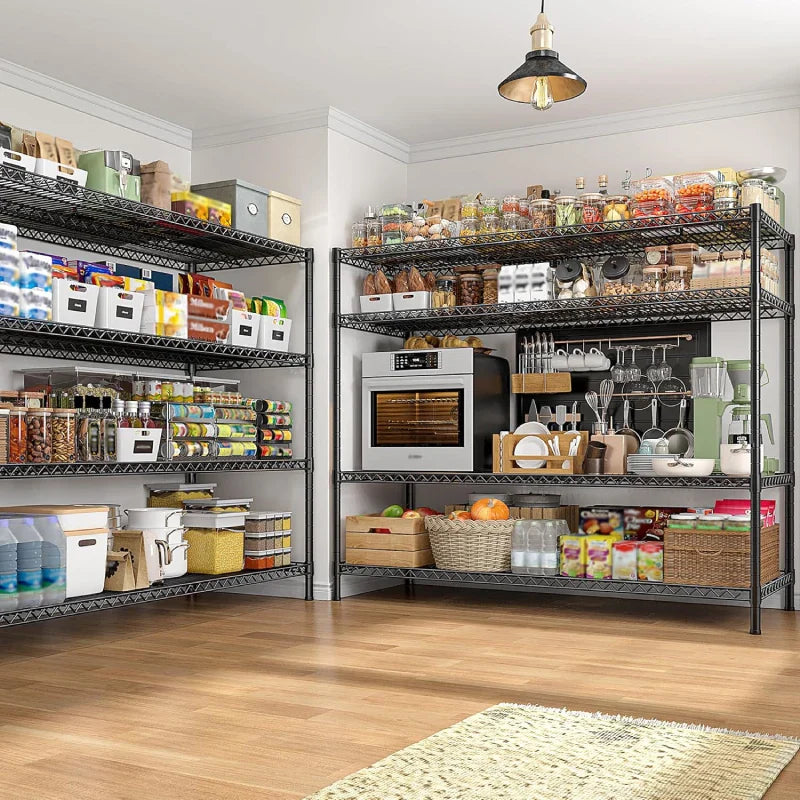 55.5W Wire Shelves, 2560lbs Heavy Duty Metal Shelving Units, Adjustable Storage Rack for Garage Kitchen pantry