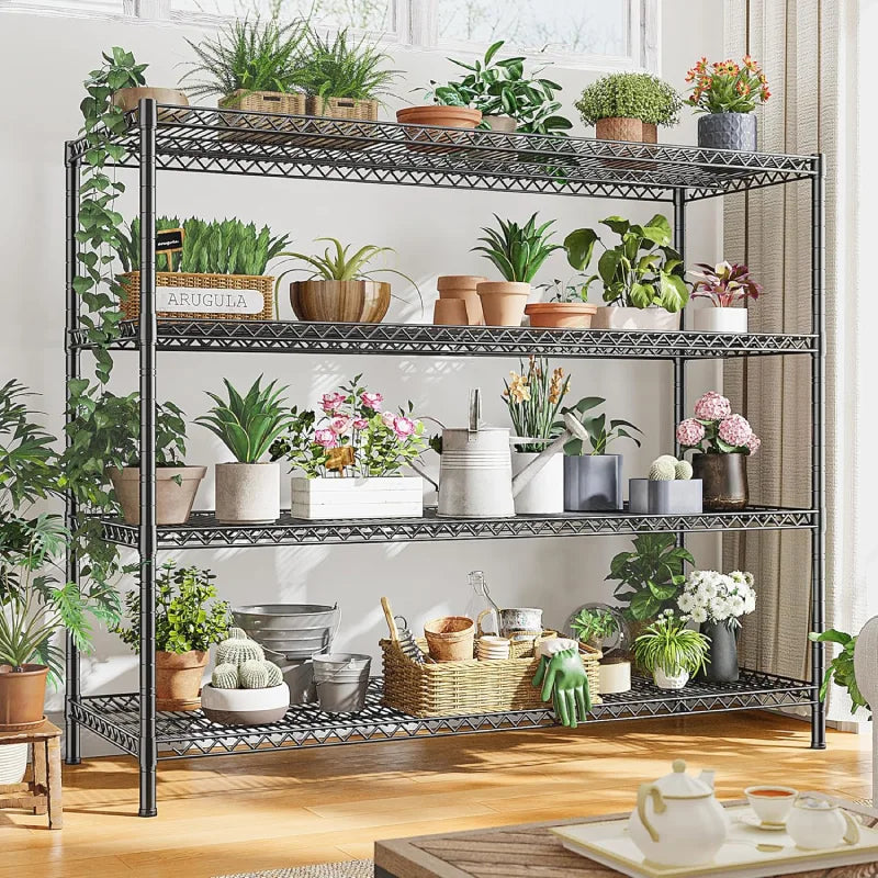 55.5W Wire Shelves, 2560lbs Heavy Duty Metal Shelving Units, Adjustable Storage Rack for Garage Kitchen pantry
