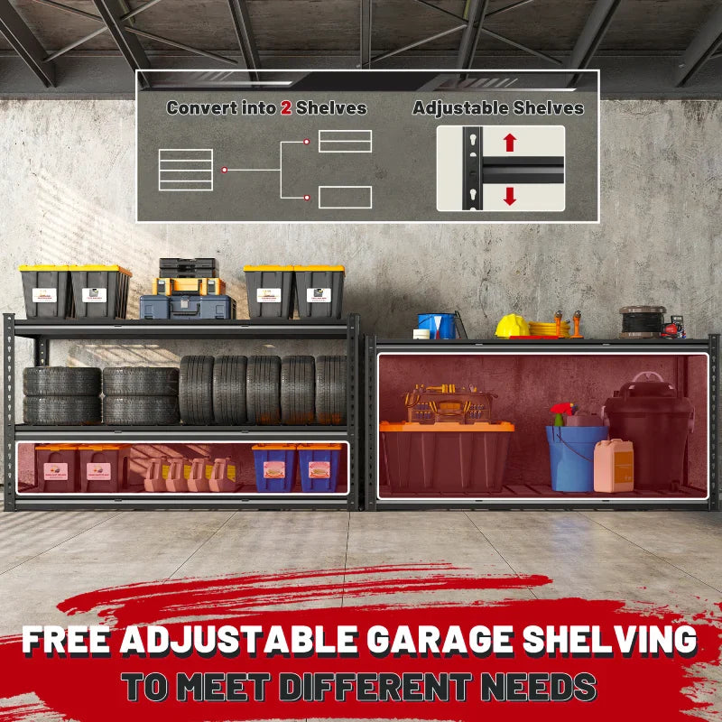 55“W x 72"H 3000LBS Metal Garage Storage Racks Basement Shelving Adjustable Industrial Shelving for Garage, Warehouse, Pantry