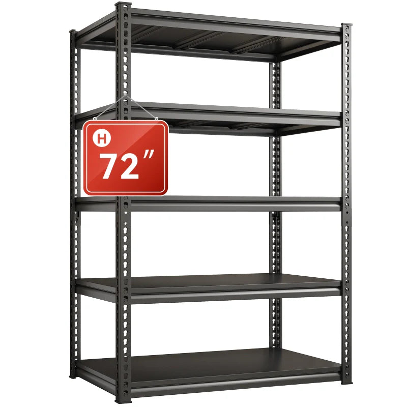 Shelves 2000 Lbs, Garage Shelving 5 Tier Adjustable Black Metal Shelf