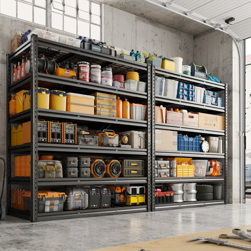 24"in X 78"in Bin Shelves 3600LBS Industrial Shelving Units 6 Tiers Black Shelf Shelves For Garage, Warehouse, Pantry Organization