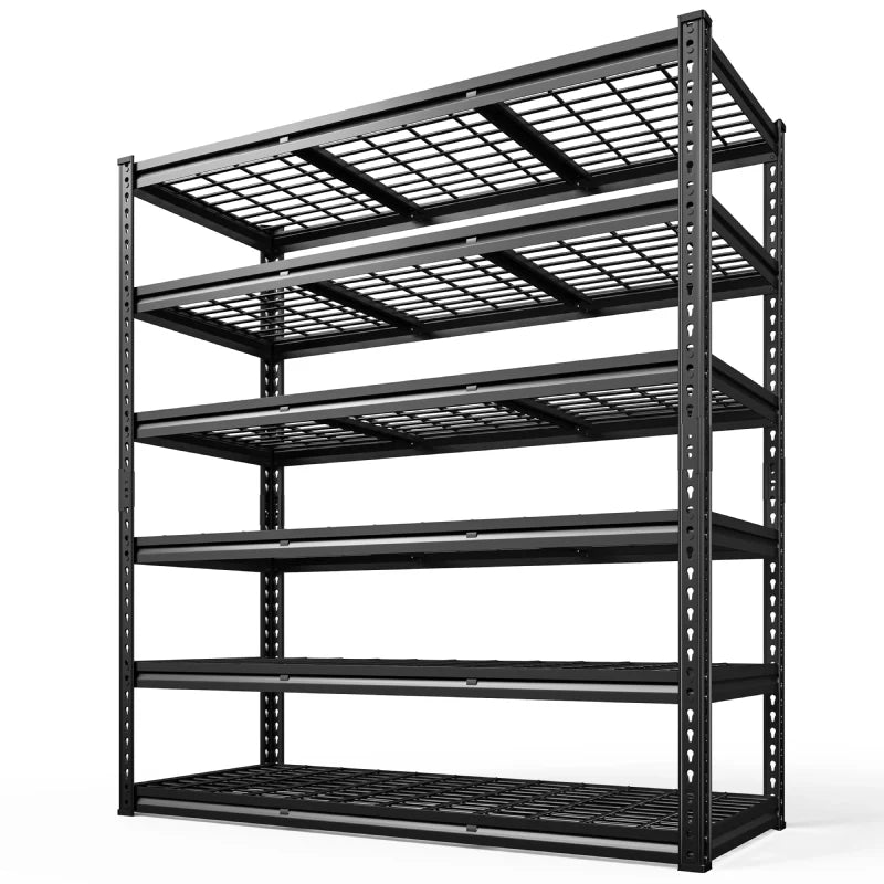 24"in X 78"in Bin Shelves 3600LBS Industrial Shelving Units 6 Tiers Black Shelf Shelves For Garage, Warehouse, Pantry Organization
