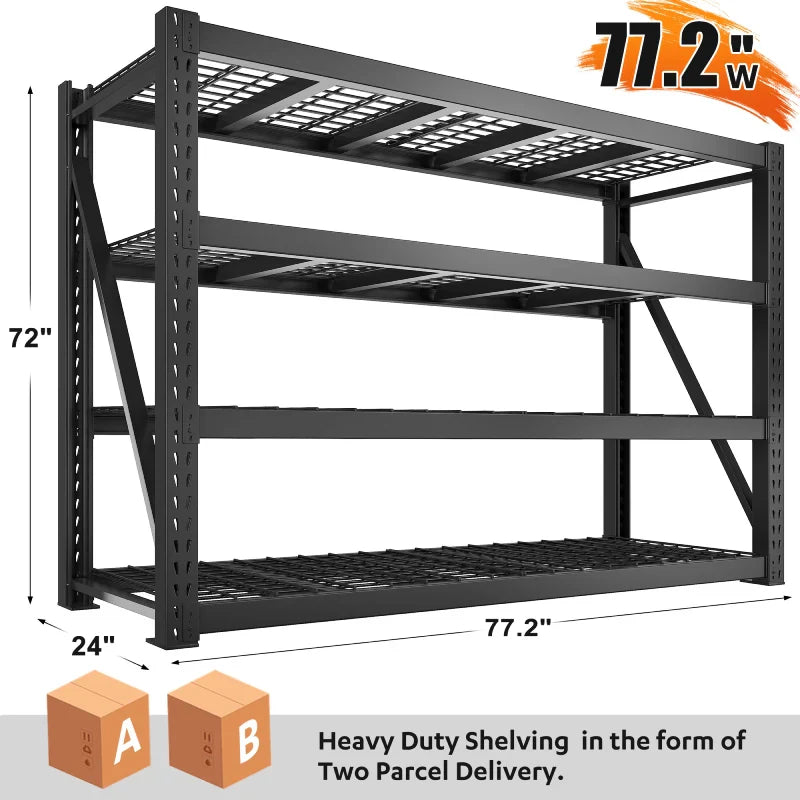Steel Heavy Duty Shelving Adjustable Industrial Storage Racks Shop Shelves for Garage Organization Basement, Warehouse, Industrial