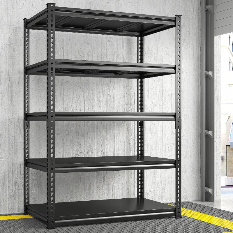 Shelves 2000 Lbs, Garage Shelving 5 Tier Adjustable Black Metal Shelf