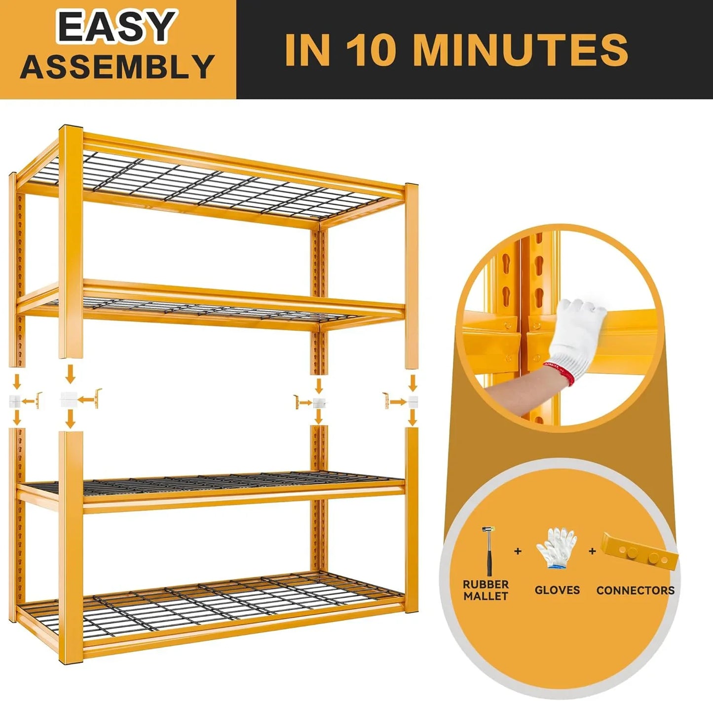 2PCS 4400 LBS Metal Garage Shelving,4 Tiers Heavy Duty Storage Shelves,Industrial Metal Storage Rack