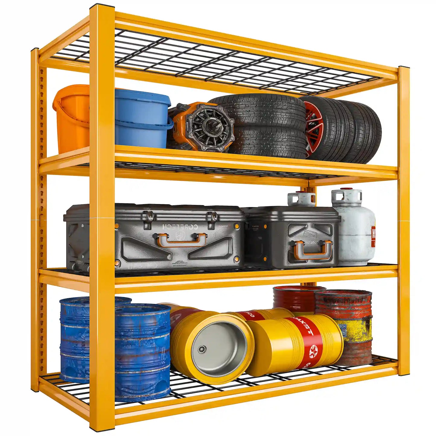 59.9H 4 Tiers Industrial Shelves Adjustable Shelving for Garage Warehouse Basement Loads 2200LBS