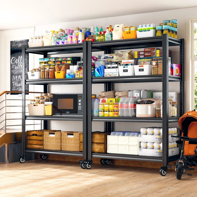 59.8"H 4-Tier Rolling Metal Shelving Rack 530LBS Adjustable Shelving Units for Pantry, Kitchen, Basement