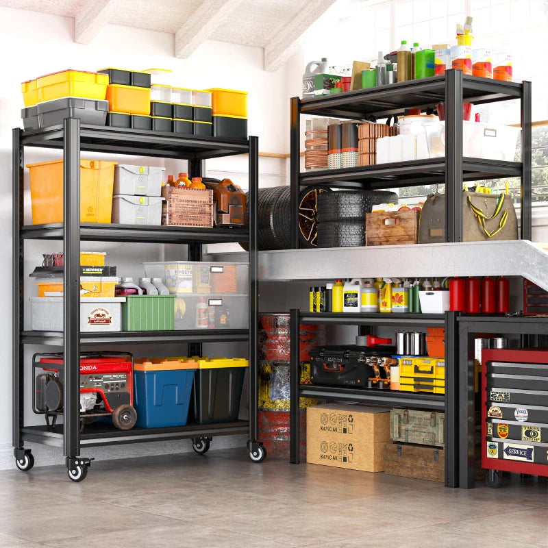 59.8"H 4-Tier Rolling Metal Shelving Rack 530LBS Adjustable Shelving Units for Pantry, Kitchen, Basement