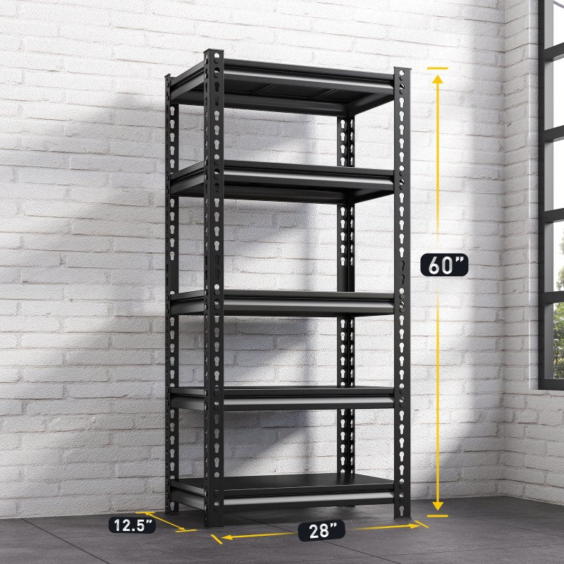 28"W Metal Shelving Units 1400 Lbs Adjustable Utility Shelves, Black