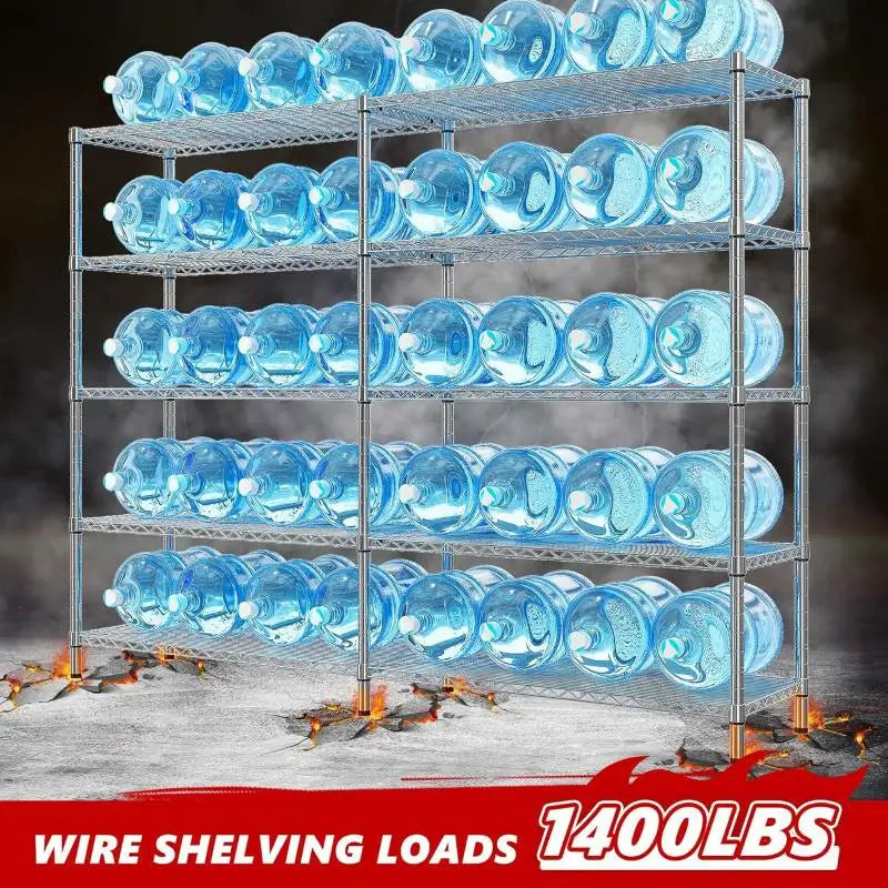 58" W Storage Shelves Wire Shelving Unit 1400LB Metal Shelves,Chrome