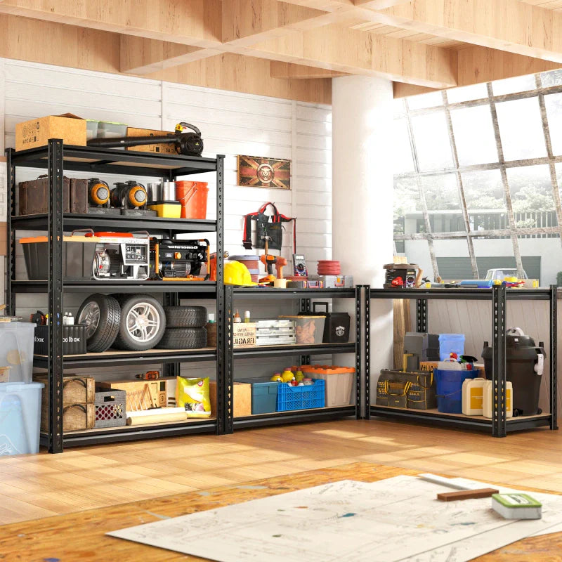 Set of 2 Garage Storage Shelves, 27.6”W Metal Shelves Adjustable, 2000LBS Storage Rack for Pantry Kitchen Commercial