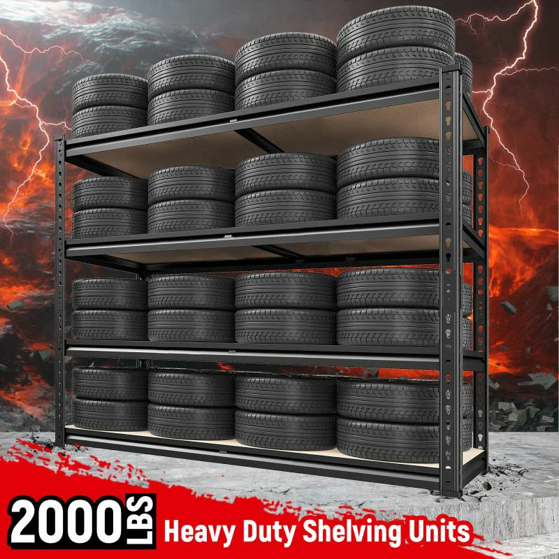 2-Pack 40"W Garage Storage Shelves, 2500lbs Heavy Duty Steel Shelving, Adjustable Storage Rack for Basement Commercial
