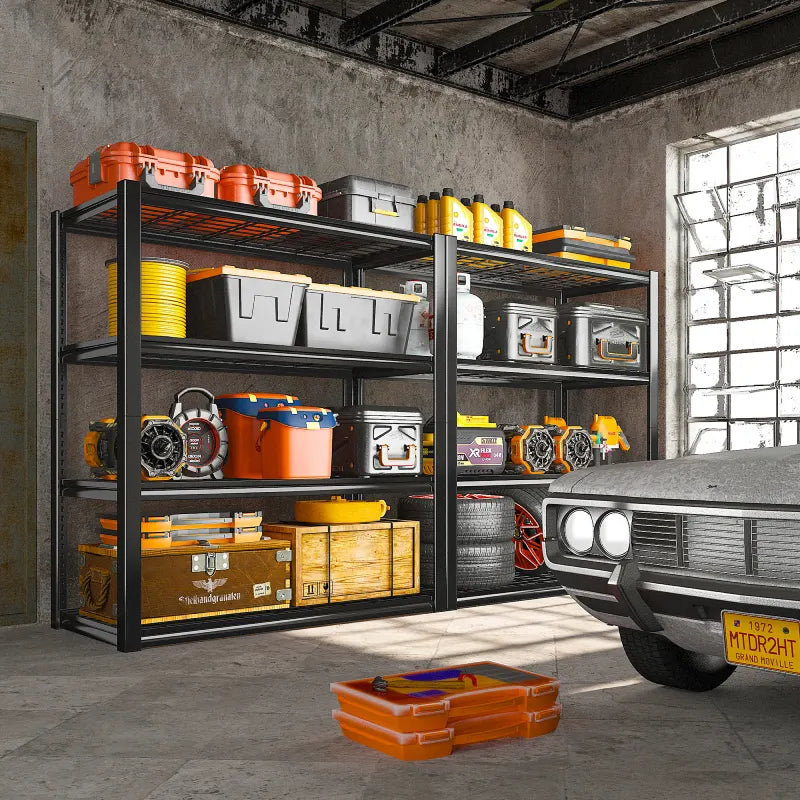 59.9H 4 Tiers Industrial Shelves Adjustable Shelving for Garage Warehouse Basement Loads 2200LBS