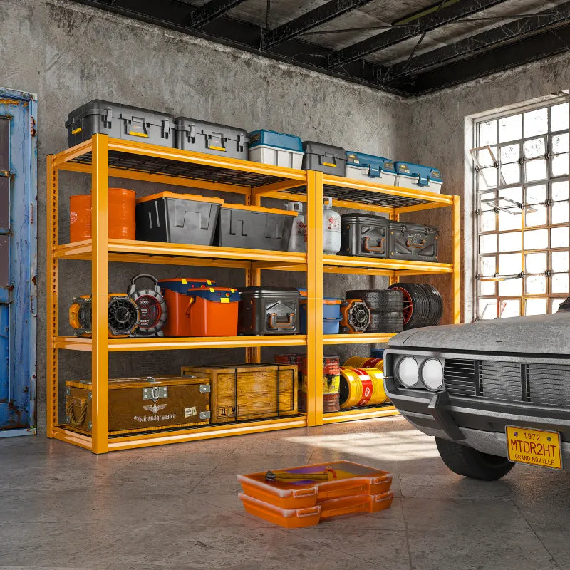 2PCS 4400 LBS Metal Garage Shelving,4 Tiers Heavy Duty Storage Shelves,Industrial Metal Storage Rack