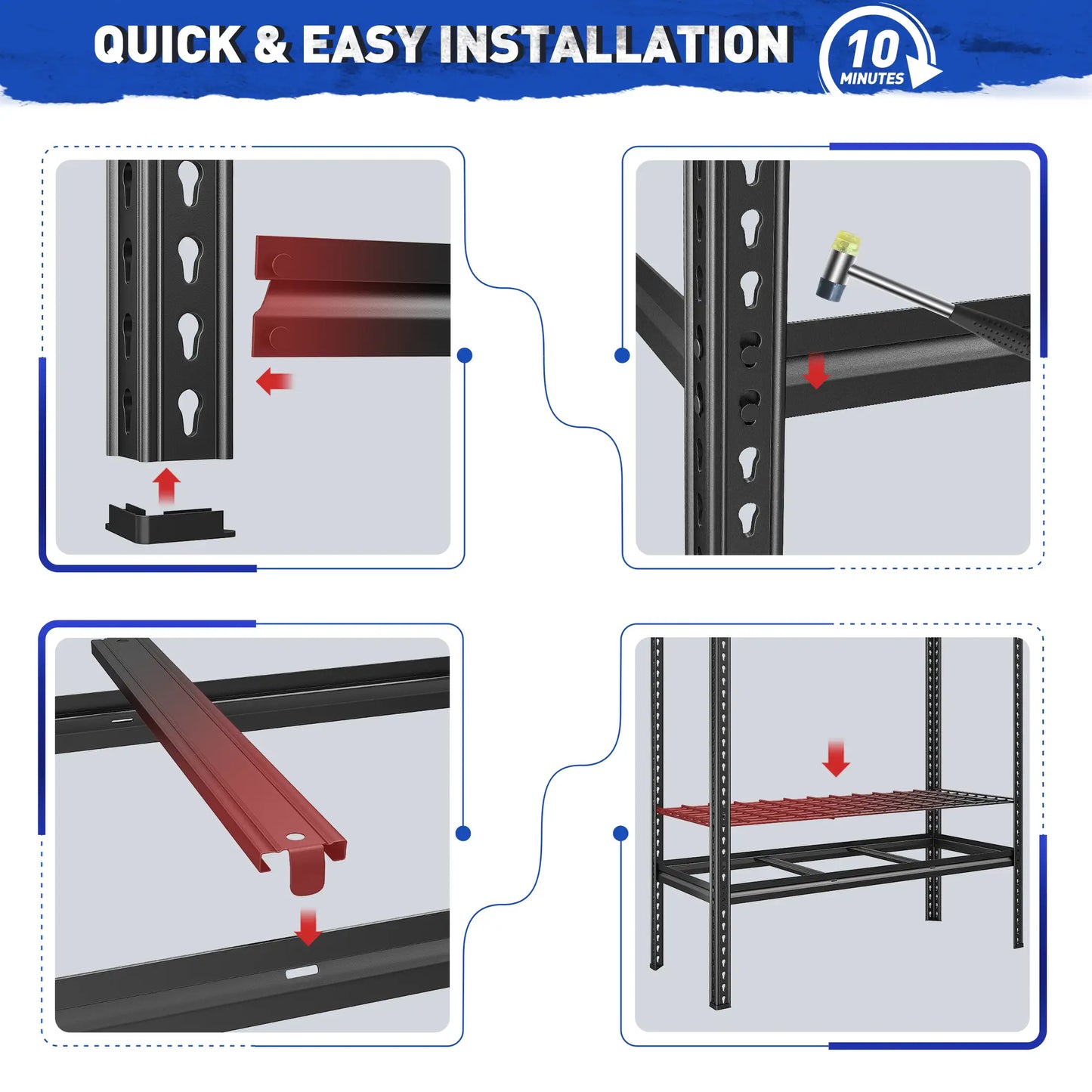 Food Store Shelves 5-Tier Adjustable Shelving 48"W x 72"H 2750 LBS for kitchen, Warehouse, Basement, Workshop